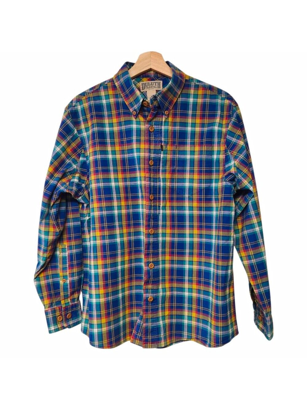 Duluth Trading Co Men's M Regular Fit Plaid Long Sleeve Button-Down Shirt EUC
